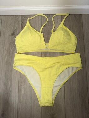 Zaful Bright Yellow Textured Two-Piece Bikini